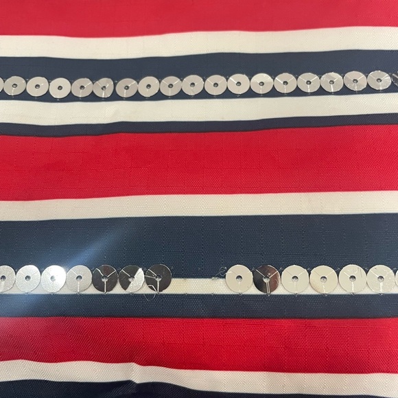 LESPORTSAC Red white and blue with sequins tote. Silver sparky handle. - Picture 4 of 8